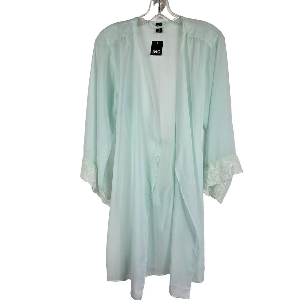 INC International Concepts Women's Size Small Clear Dew Lace Trim Wrap Robe NWT